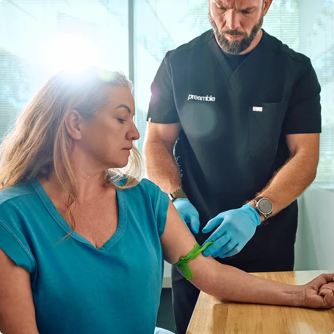 Blood draw for comprehensive biomarker panel at Preamble Health