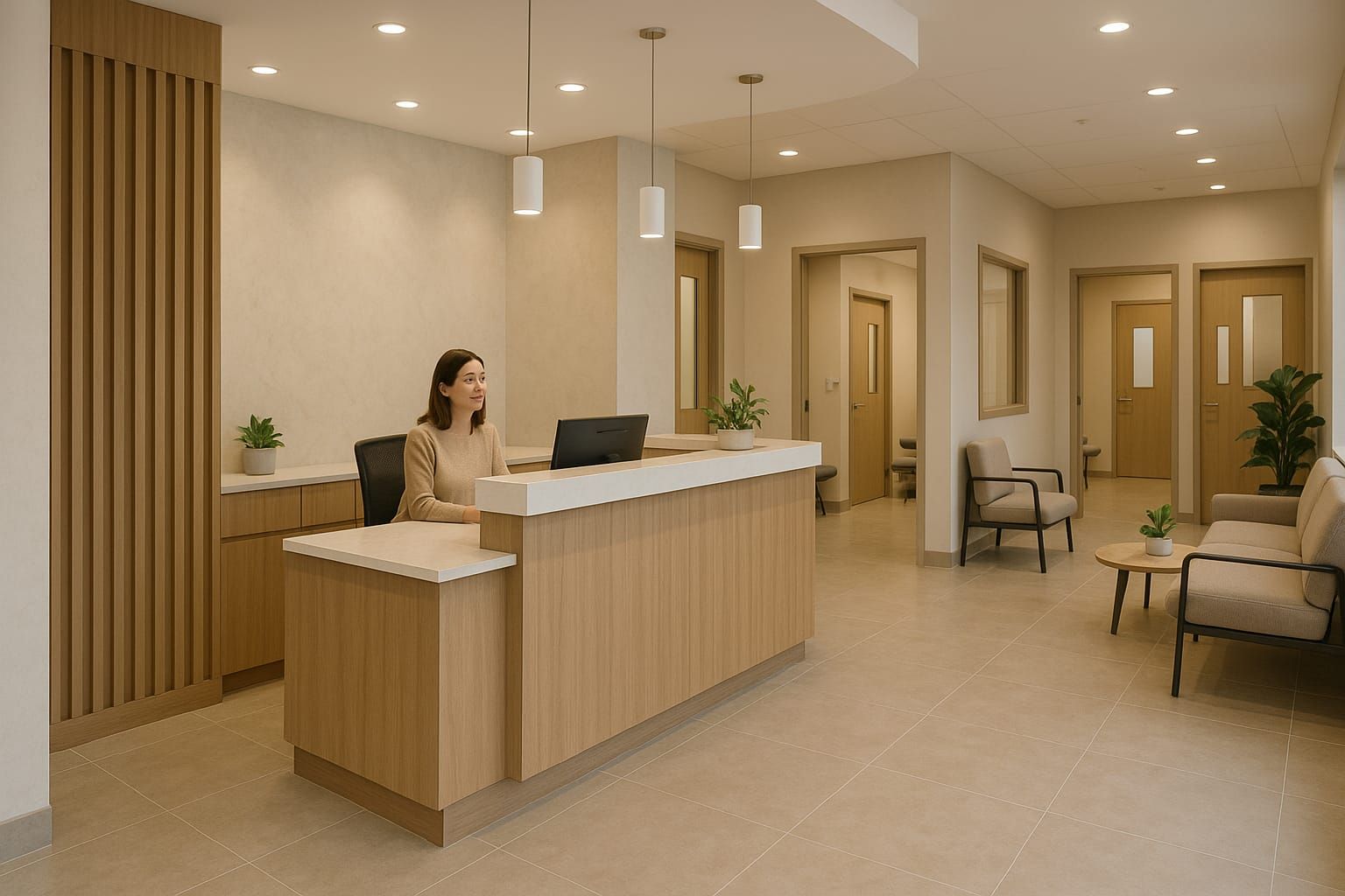 The reception area of a Preamble Health clinic